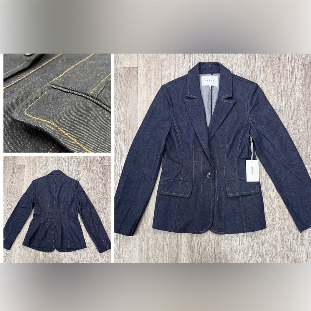 NWT Frame Denim Darted Jacket in Dark Indigo$525 Retail Size 4